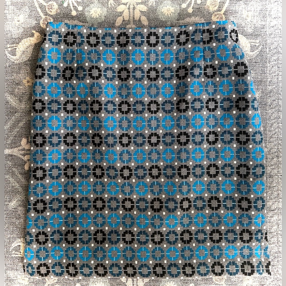 Talbots Grey Blue and Black Geometric Pencil Skirt